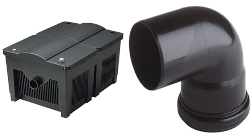 OASE 56641 Durchlauffilter BioSmart 36000 geeignet für Teiche bis 36 m³, Filtersystem, Filterset inkl Filtermaterial, Schwarz & Oase 55045 DN75/87 Verbindungsbogen, Schwarz
