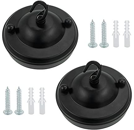 LUXUU 2 Chandelier Ceiling Plate Kronleuchter Deckenplatte Vintage Metall Deckenrosette für Deckenhängeleuchten (Schwarz)