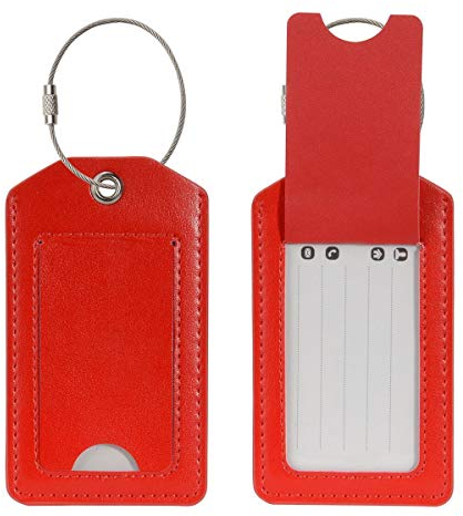 COCASES 2 Stück Kofferanhänger, Gepäckanhänger ID Etikett mit Adressschild Namenschild für Reisetasche Koffer Rot