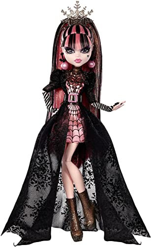 Monster High Draculaura Puppe Sonderedition Howliday Rosa Schwarz Kleid High Fashion Weihnachten Kollektion Geschenke für Mädchen Jungen