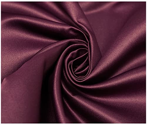 Matte Duchess Bridal Satin Polyester Fabric for Dressmaking Wedding Crafts Quilting Sewing 150cm Wide (10 Metre (1000 x 150cm), Aubergine)