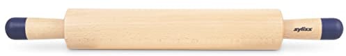 Zyliss E980212 Rodillo Madera de Cocina, 47cm, Madera de Haya, Natural/Azul, Rollo de Pastel, Pizza, Hornear, Masa Mezclas, Madera de Origen Responsable