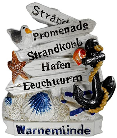 Magnet Souvenir Warnemünde 7,5 x 6,5 x 1,8 cm Kühlschrankmagnet Maritim Deko GCG 2814