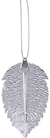Set of 4 - Rustic Metal Leaf Shaped Christmas Tree Hanging Bauble/Decorations - Silver - 7.5 cm - Oak, Sycamore Or Aspen Leaf Design (Aspen)