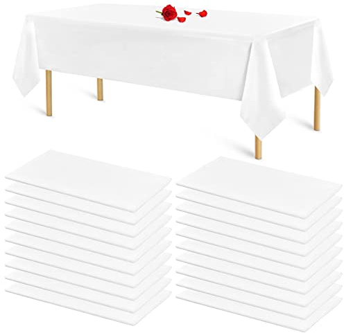 20 Packungen Weiße Tischdecke für rechteckige Tische Einweg-Tischdecken aus weißem Kunststoff für Geburtstagsfeier, Hochzeit, Empfang, Brautpartys, Babypartys