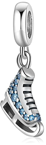 Charm-Anhänger für Eislauf, Eiskunstlauf, 925er Silber, Les Folies für Pandora, Silikon, Zirkonia