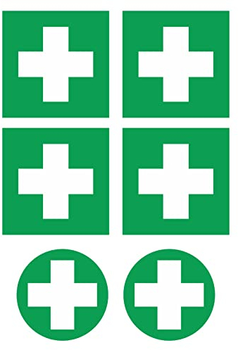 Daged 6 x Aufkleber Medizinschrank Verbandskasten ISO 7010 Gebotszeichen Hinweiszeichen Sicherheitszeichen Sticker T-26