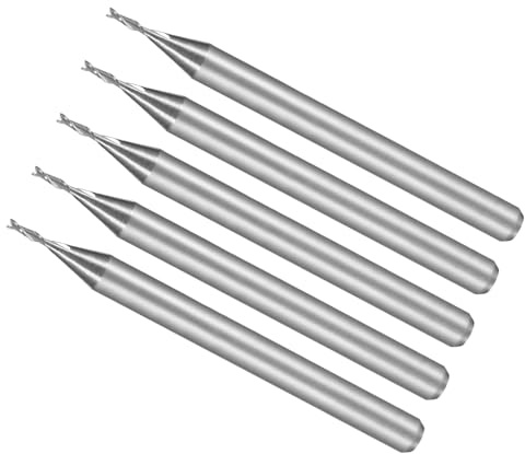 CoCud 5 Stück Spiral Schaftfräser 1/8 Schaft 0,8 mm x 3 mm Vollhartmetall | CNC-Fräser Fräswerkzeuge, 2-Schneiden, Für Sperrholz Hartholz Kunststoff