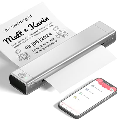 Phomemo M08F A4 Imprimante sans Fil pour Le Voyage, Mobile Bluetooth Imprimante Supportant Le A4 Papier Compatible avec Le Android, iOS pour L'Entreprise, L'École Et Le Bureau