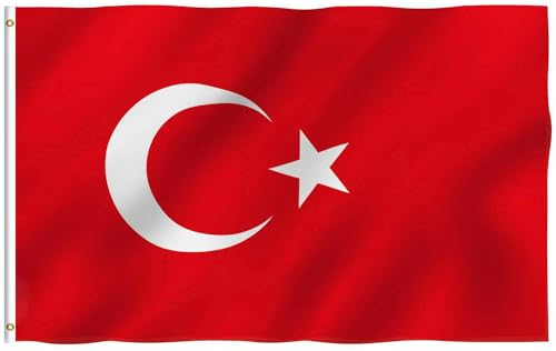 Türkei Flagge 90 x 150 cm - Wetterfeste Fahne aus Polyester, mit Metalösen, geeignet für Fahnenmast