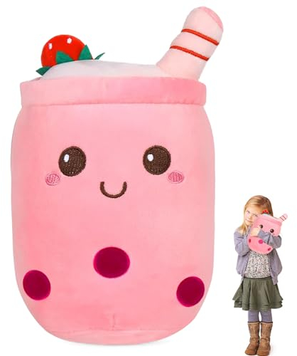 Funmo 25 cm Bubble Tea Plüschtier, Boba Kuscheltier Plüschpuppen, Bubble Tea Kuscheltier, Kawaii Kissen Teetasse, Plüschtier Stofftier für Weihnachten, Geburtstagsgeschenk, Kinder Mädchen Jungen
