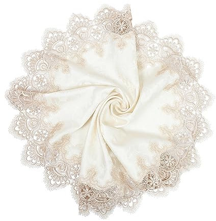 HEMOTON De Pantalla De Lámpara De Encaje Decorativa a Prueba De Polvo Redonda 80 Cm Adecuada Para Decoración Del Hogar Lavable Color Dorado