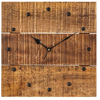 Holzuhr Wanduhr 30x30cm Holz Wohnzimmer lautlos quadratisch aus Mangoholz massiv