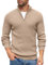 COOFANDY Pullover Herren 1/4 Zip Rollkragenpullover Troyer Rollkragenpulli Strickpullover Winterpullover Stehkragen Pullover Leichte warm Arbeitspullover Khaki L
