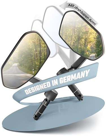 Xcelenze - Fahrradspiegel für E-Bike (links + rechts Lenkerende RM15e) | Fahrrad Rückspiegel Fahrrad Spiegel | Fahrrad Spiegel für Ebikes | Fahrradspiegel für Lenker ebike HD Echtglas