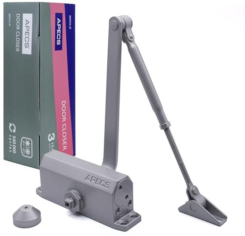 APECS Automatic Hydraulic Door Closer for Interior and Front Doors, Door Width up to 105 cm, Weight up to 100 kg, Silver