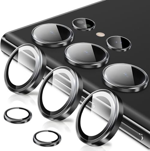 Oelrstfe Caméra Arrière Protection pour Samsung Galaxy S23 Ultra Verre Trempé,Protecteur Objectif Lentille,9H Dureté HD Définition Anti-Rayures Ultra Résistant D'objectif Lens Camera Protector,Noir