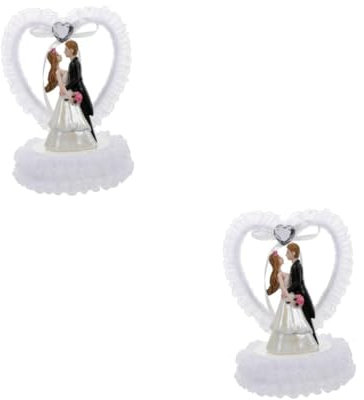 Ciieeo 2 STK Schmuck Für Braut Und Bräutigam Autodekorationen Adornos para Brautpaar Puppe Paar Liebhaber Brautjungfer Boho Hochzeitsmittelstücke Für Tische Hochzeits-Topper Weiß Plastik