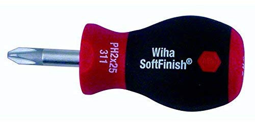 SoftFinish Ergonomic Cushion Grip Stubby Phillips Screwdriver, #2 x 75mm Long