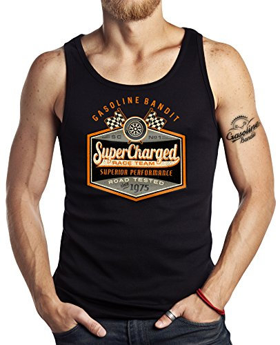 GASOLINE BANDIT Hot-Rod Biker Racer Tank-Top: Supercharged-XL
