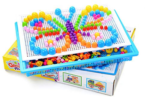 ITODA Jeu d'emboîtement Mosaïque Jouets Educatifs pour Enfants DIY Jouets Créatifs Puzzle Colorée Garçons Filles Mosaïque à Emboîter 295 pièces Briques Jeu de Construction Cadeau Anniversaire