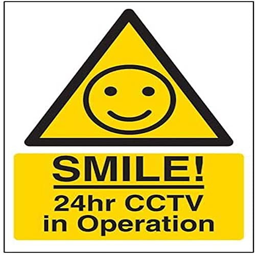 V Safety Smile! 24Hr CCTV In Operation Sign - 100mm x 150mm - 1mm Rigid Plastic