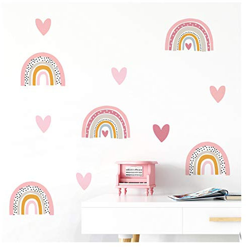 Little Deco Wandtattoo viele Regenbogen mit Herzchen I Wandbild 112 x 81 cm (BxH) I Wandaufkleber Mädchen Sticker Herz Kinderzimmer Deko Aufkleber Baby DL506