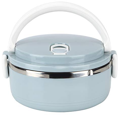 VIFERR Fiambrera aislada portátil de acero inoxidable azul con aislamiento térmico arroz Noddles Fiambrera contenedor de comida(Single layer)