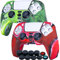 YoRHa Studded Silikon Hülle Abdeckungs Haut Kasten für PS5 Controller x 2 (Tarnung Rot+Grün) Mit Pro Aufsätze Thumb Grips x 10