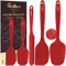 Walfos Lot de 5 spatules en silicone, résistantes à la chaleur jusqu'à 600 °C, avec noyau en métal, idéales pour la cuisine et la pâtisserie (5 spatules rouges)