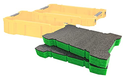 Shadow Foam ToughSystem 2.0 Tool Tray Inserts [Twin Pack] for DeWalt Toolboxes | Tool Organisation (50mm, Green)