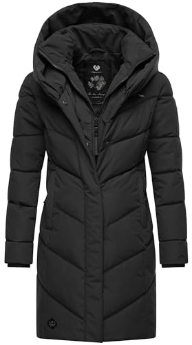 Ragwear Damen Winter-Steppmantel Natalka wasserdicht mit großer Kapuze | Länge: oberschenkellang | Wärmegrad 3 von 3 – warm gefüttert | lang geschnitten | große gefütterte Kapuze