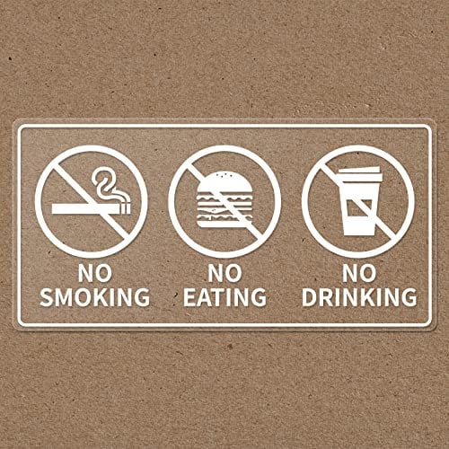 No Smoking No Eating No Drinking Schild 2 x 4 Zoll Selbstklebende Fensteraufkleber Aufkleber Vinyl Abnehmbar für Auto Uber Lyft 10 Stück