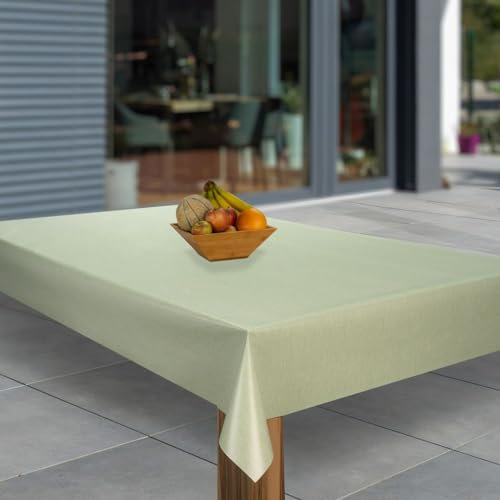 laro Wachstuch-Tischdecke Abwaschbar Garten-Tischdecke Wachstischdecke PVC Plastik-Tischdecken Eckig Meterware Wasserabweisend Abwischbar, Muster:Minze Grün Leinen, Größe:100x140