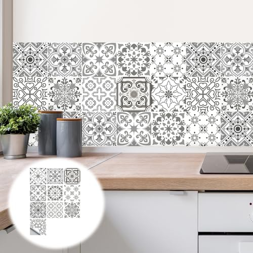 SSyang 20 Hojas Calcomanías de Azulejos Mosaico, Pegatinas de Azulejos, Azulejos Adhesivos Cocina 10*10cm Azulejos Cocina Azulejos Pegatina Cocina Encimera Resistente Al Agua Pegatinas para Azulejos