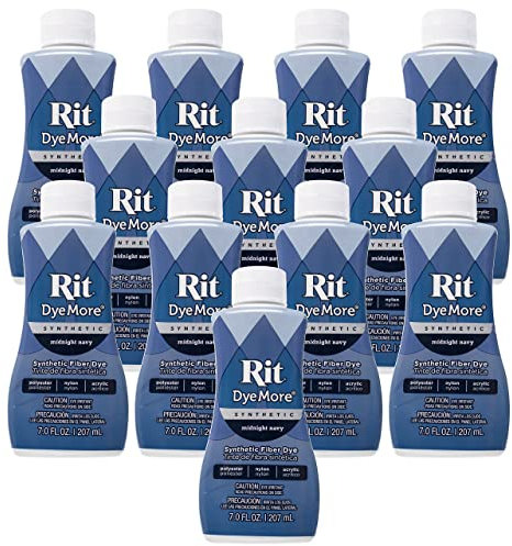 Rit DyeMore - Tinte de fibra líquida sintética de 7 onzas para ropa, decoración y manualidades, azul marino medianoche (paquete de 12)
