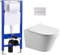 Hänge WC und Vorwandelement Set Komplett, Mit Unterputz Spülkasten, Glänzende Chromfarbe Betätigungsplatte, Wand Toilette Mit Soft-Close Absenkautomatik UF Deckel, Nano Beschichtung