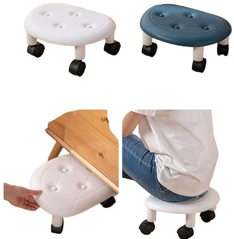 bibiwell Kleine Niedrig Rollhocker, 360° Rollhocker Drehhocker Arbeitshocker Drehhocker Mit Rollen Drehbar Werkstatthocker für Homeoffice oder Fitness