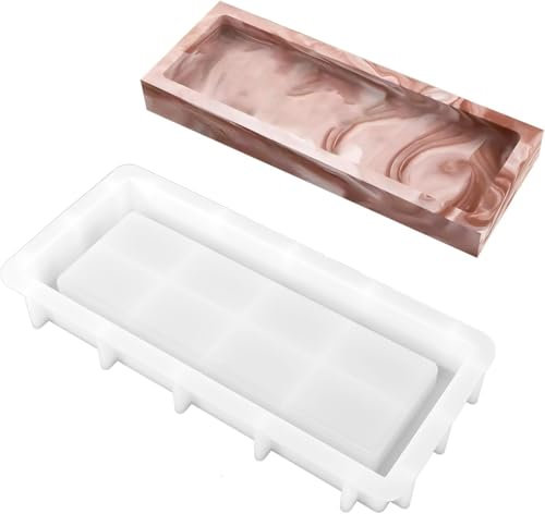 STOUCLA DIY,Silikonform Tablett Mit Rand, Silikonform Rechteck Tablett Groß Resin Silikonform Tablett, Silikonformen GießFormen Tablett Rechteck Obsttablett Epoxidharz Gießformen