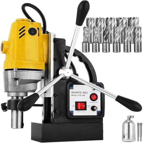Trapano a Colonna Magnetico 1100W,Diametro Di Foratura 1-1/2(40mm),Trapano per Impieghi Gravosi Con 11 Punte Da Trapano,Trapano Magnetico 12000N,Per Superfici Metalliche E Lavori Di Ristrutturazione