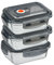 HOMESHOPA Airtight Glass Food Storage Container With Snap Locking Steam Vent Lids, 3 Pack 380ml BPA-Free & Leak Proof Silicone Seal Plastic Clip Lock Lids, Meal Prep Takeaway Lunch Boxes