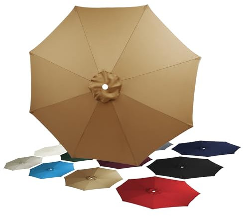 Remplacement Toile Parasol 8 Baleines 4.00m déporté Auvent Kaki