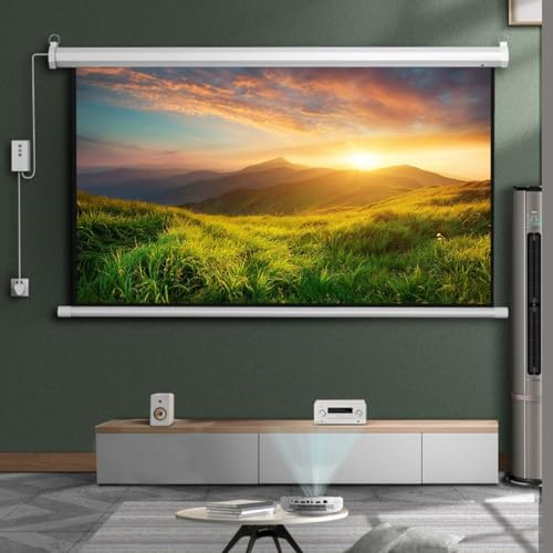 60 Zoll elektrische Projektionsleinwand, 2,5 Zoll High Gain, 72 Zoll motorisierte Filmleinwände mit Fernbedienung, Bildschirm für Heimkino, Kino, Büro, Videospiele, Verhältnis 4:3 16:9 (60 Z