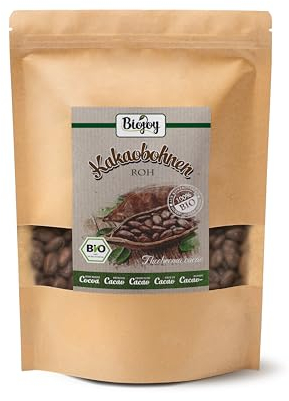 Biojoy Fèves de Cacao crues BIO (1 kg), entières et non-torréfiées (Theobroma cacao)