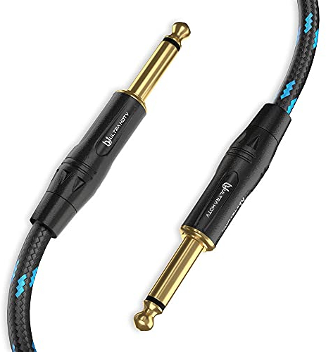Ultra HDTV Cavo Audio Jack - 10 m Premio 6,35mm Maschio a Maschio, Guaina in Nylon Intrecciato per Strumenti, Chitarra, Basso Elettrico, Tastiera, Amplificatore