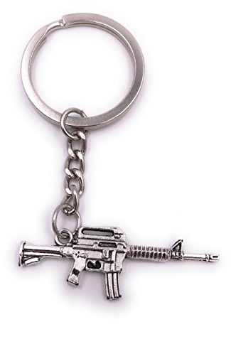 H-Customs M4 Gewehr klein Schlüsselanhänger Anhänger Silber aus Metall