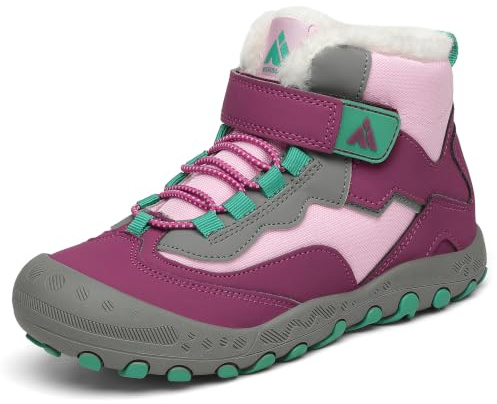 Mishansha Stivali Inverno Bambino Bambina Imbottiti 24-38 EU | Scarpe da Escursionismo, Antiscivolo, Comode, Tragitti Scolastici, Interno, Esterno