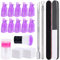 Kit de Enlever le Vernis à Ongles Réutilisable Dissolvant d'Ongles Outil Ensemble avec Capuchons à Ongles, Éplucheur à Cuticules Triangulaire, Brosse à Ongles, 60ml Pompe de Presse, Lime à Ongles