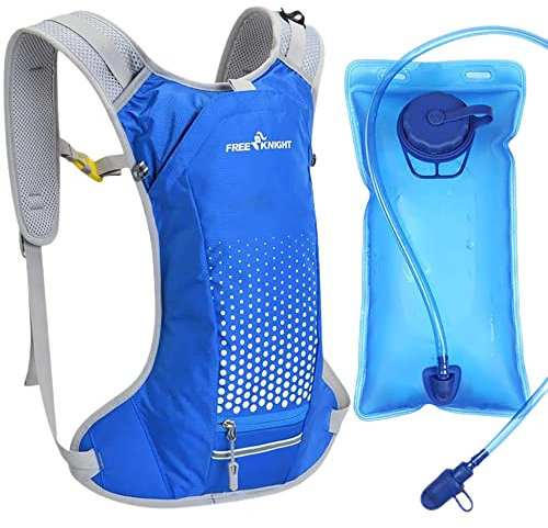6L Wasserdichtes Fahrrad Radfahren Rucksack mit 2L Wasserblase, Hydration Pack mit Helm Organizer Tasche für Radfahren Reiten Laufen Joggen Wandern (Blau)