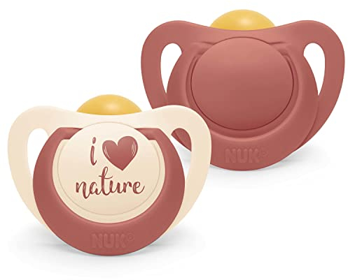 NUK for Nature Babyschnuller | Nachhaltige Gummischnuller | Über 98 % natürliche Rohstoffe | 0-6 Monate | Terrakottarot | 2 Stück